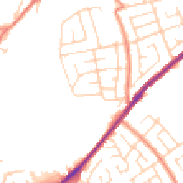 Daytime road noise heatmap for WF12 7NE