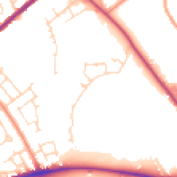 Daytime road noise heatmap for WF12 7NZ