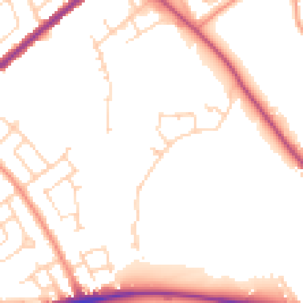 Daytime road noise heatmap for WF12 7QA