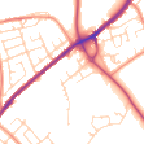 Daytime road noise heatmap for WF12 7RF