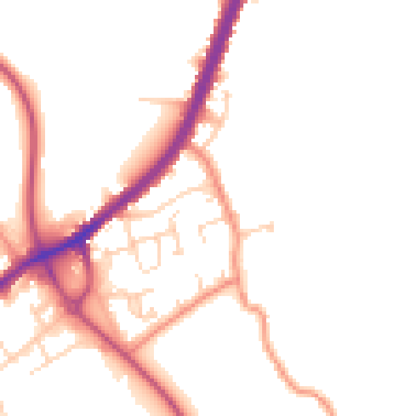 Daytime road noise heatmap for WF12 7SG
