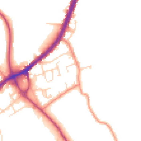 Daytime road noise heatmap for WF12 7SL