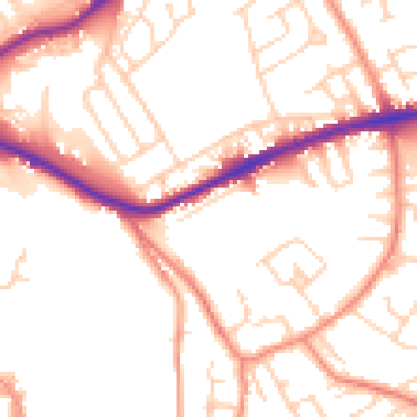 Daytime road noise heatmap for WF12 8AQ