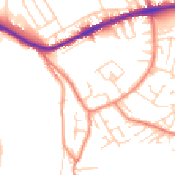 Daytime road noise heatmap for WF12 8BE