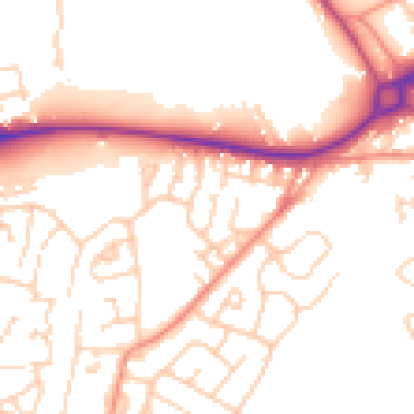 Daytime road noise heatmap for WF12 8DP