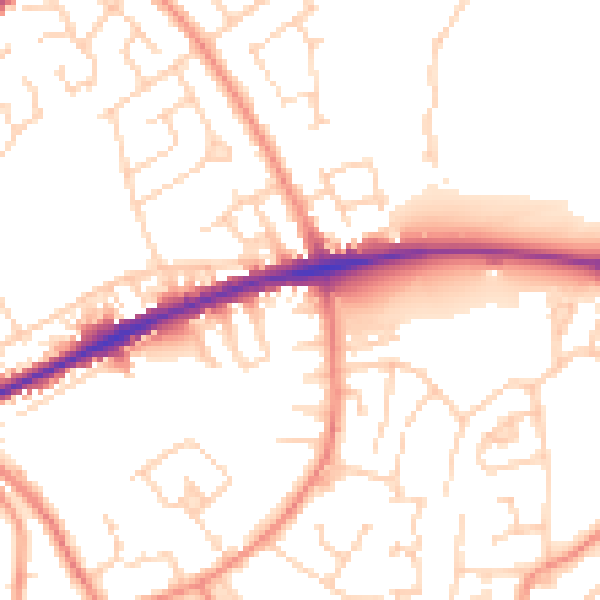 Daytime road noise heatmap for WF12 8EX