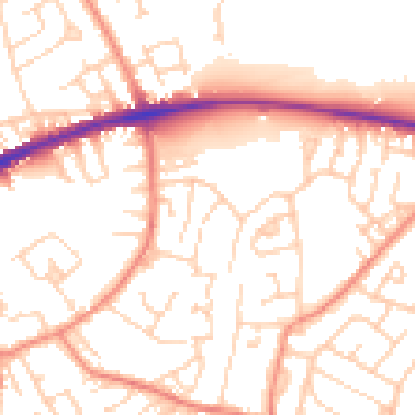 Daytime road noise heatmap for WF12 8HQ