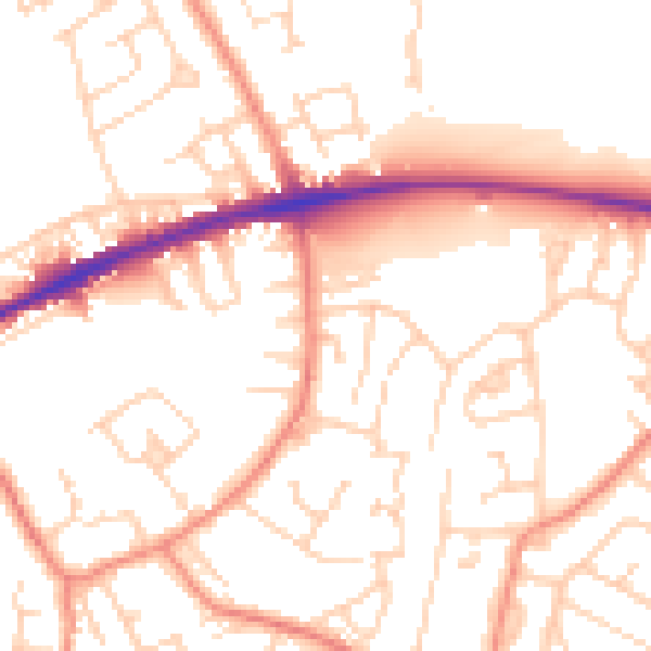 Daytime road noise heatmap for WF12 8HW