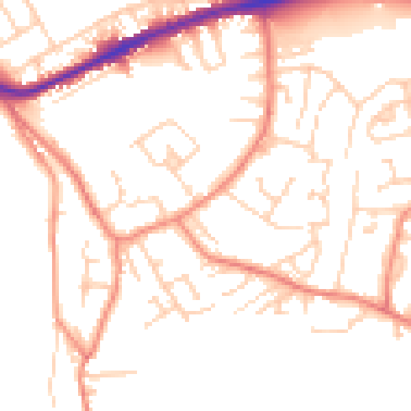Daytime road noise heatmap for WF12 8JB