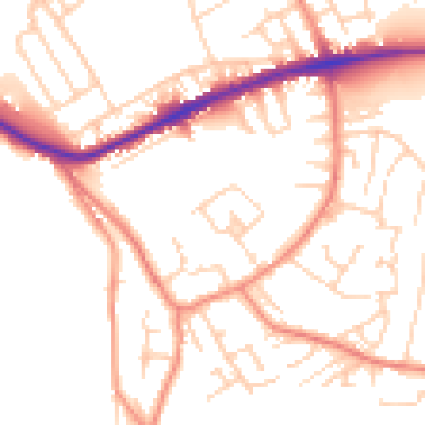 Daytime road noise heatmap for WF12 8JG