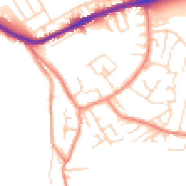 Daytime road noise heatmap for WF12 8JJ