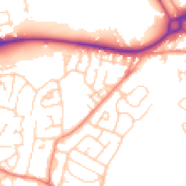 Daytime road noise heatmap for WF12 8QN