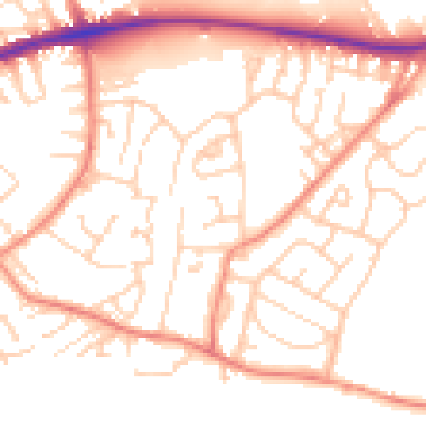 Daytime road noise heatmap for WF12 8RG
