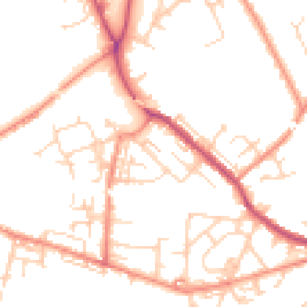 Daytime road noise heatmap for WF12 9DE