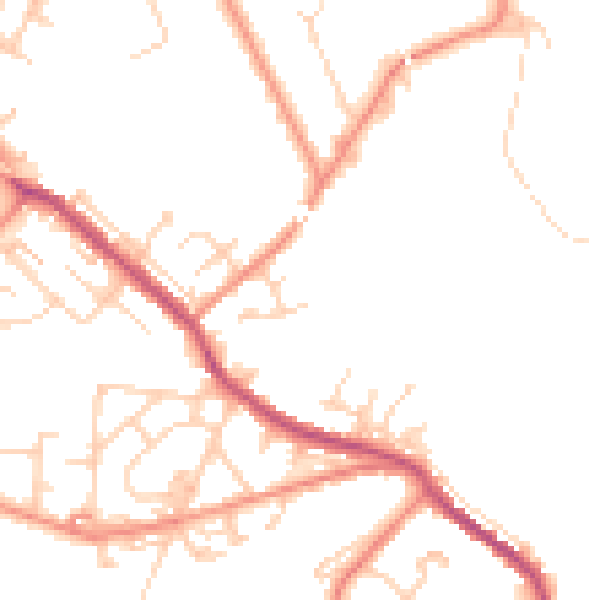 Daytime road noise heatmap for WF12 9JP
