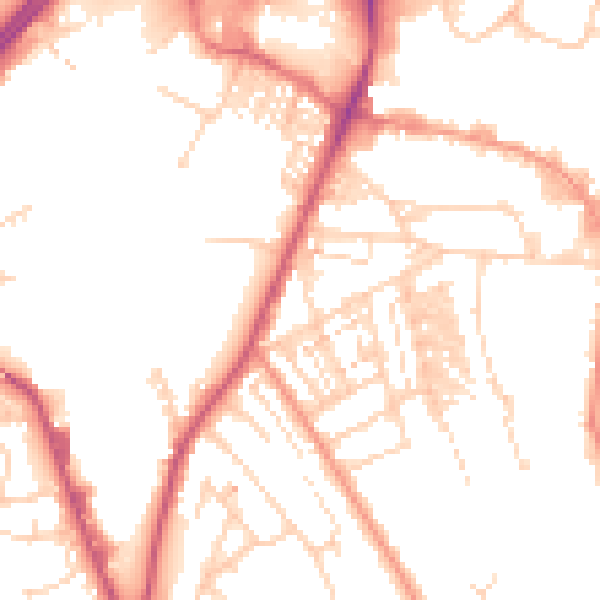 Daytime road noise heatmap for WF12 9NQ