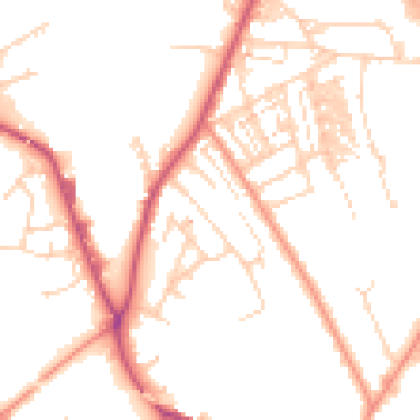 Daytime road noise heatmap for WF12 9NT