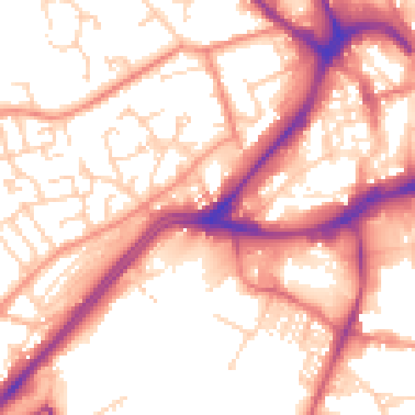 Daytime road noise heatmap for WF13 1AZ