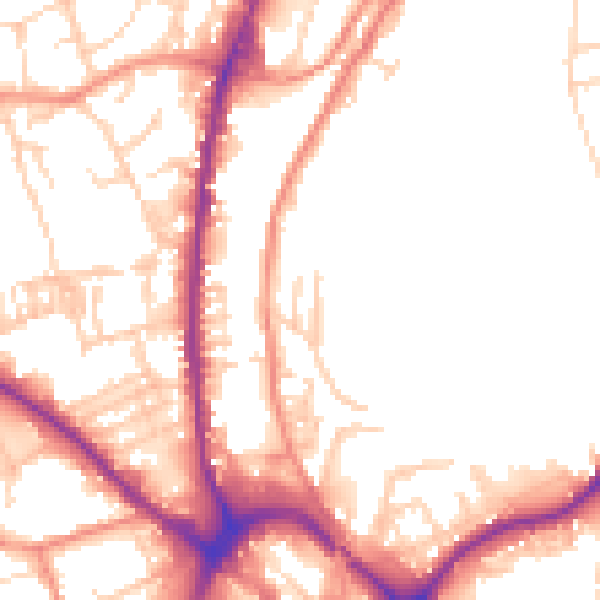 Daytime road noise heatmap for WF13 1RN