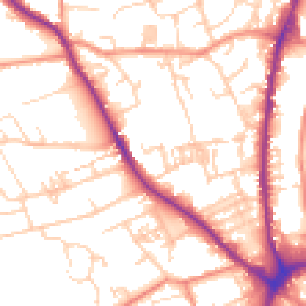 Daytime road noise heatmap for WF13 2BT