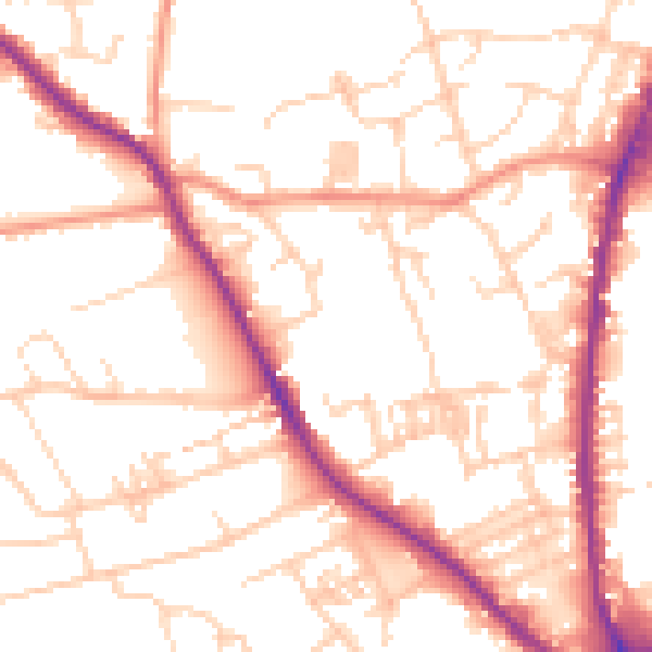 Daytime road noise heatmap for WF13 2DA
