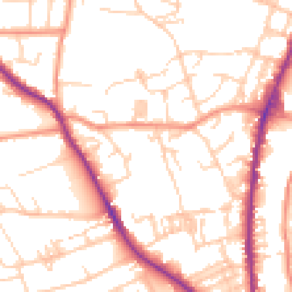 Daytime road noise heatmap for WF13 2DP