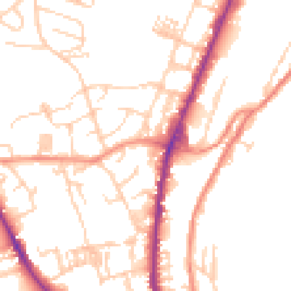 Daytime road noise heatmap for WF13 2HG