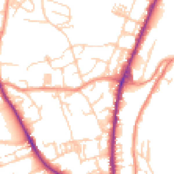 Daytime road noise heatmap for WF13 2HQ