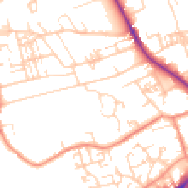 Daytime road noise heatmap for WF13 2JG