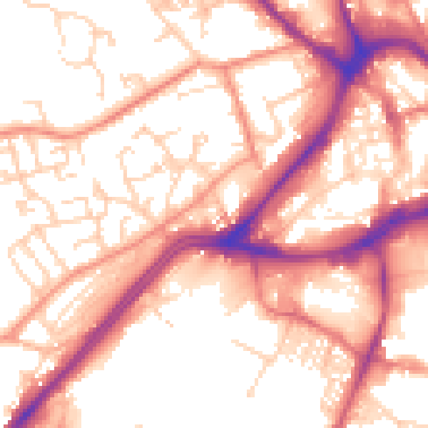 Daytime road noise heatmap for WF13 2LX