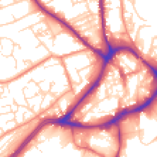 Daytime road noise heatmap for WF13 2PF