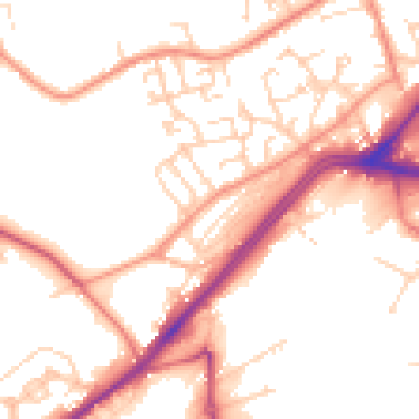 Daytime road noise heatmap for WF13 2QB