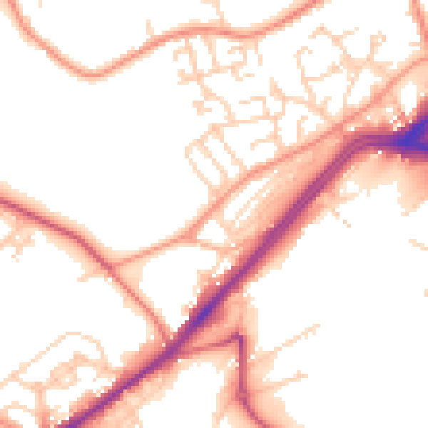 Daytime road noise heatmap for WF13 2QG