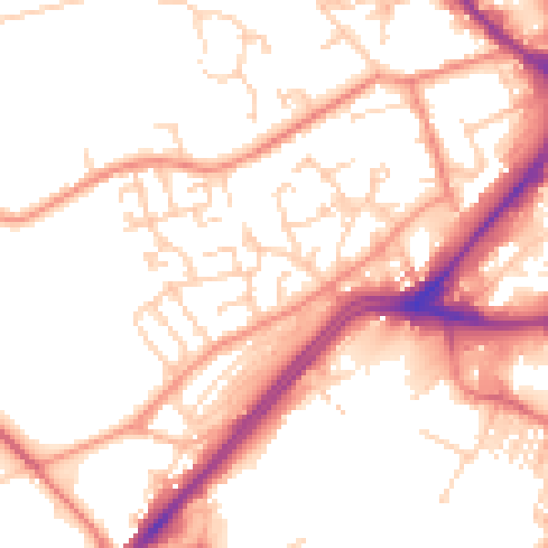 Daytime road noise heatmap for WF13 2RQ