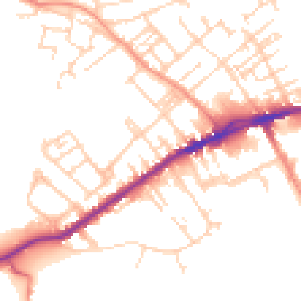Daytime road noise heatmap for WF13 3AU