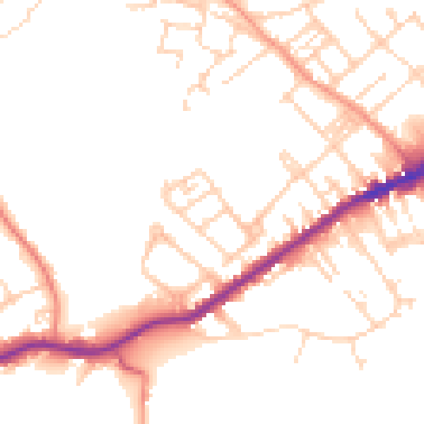Daytime road noise heatmap for WF13 3BD