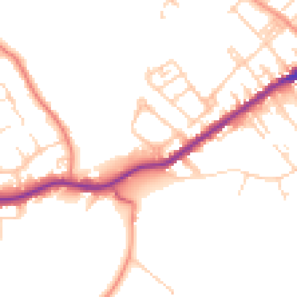 Daytime road noise heatmap for WF13 3BN