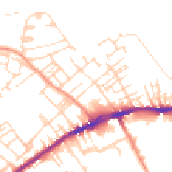 Daytime road noise heatmap for WF13 3BX