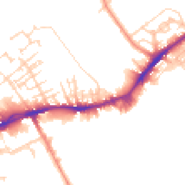 Daytime road noise heatmap for WF13 3EW
