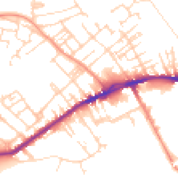 Daytime road noise heatmap for WF13 3HW