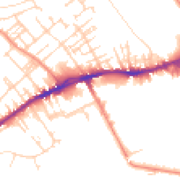Daytime road noise heatmap for WF13 3JS