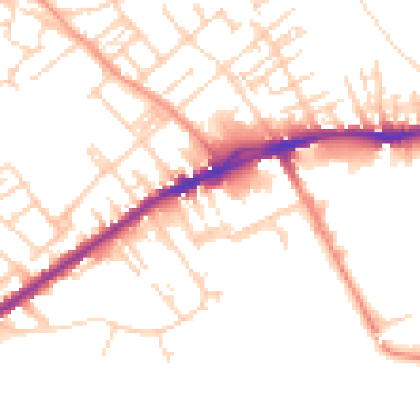 Daytime road noise heatmap for WF13 3LA