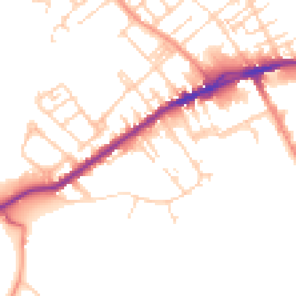 Daytime road noise heatmap for WF13 3LL