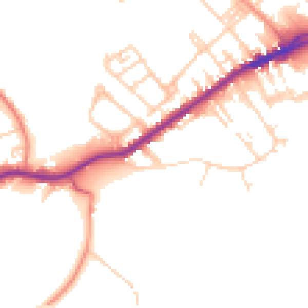 Daytime road noise heatmap for WF13 3LS