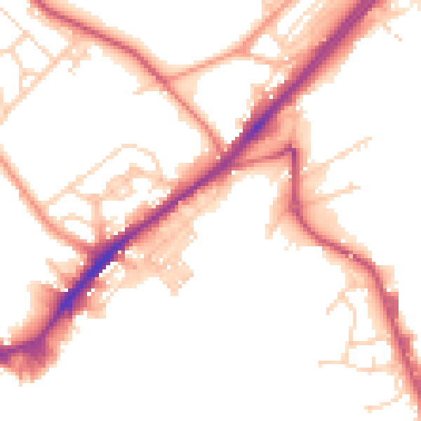 Daytime road noise heatmap for WF13 3SA