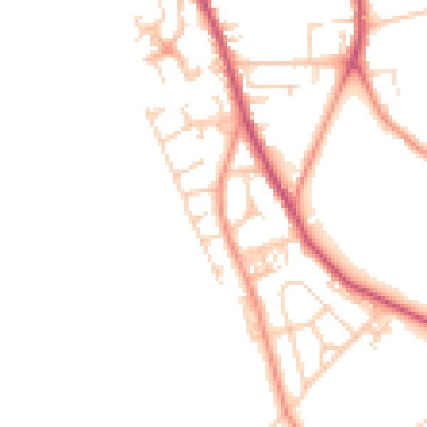 Daytime road noise heatmap for WF13 3SS