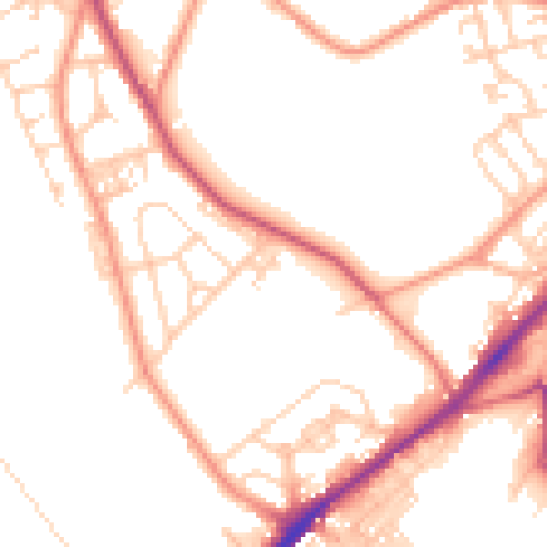 Daytime road noise heatmap for WF13 3TQ