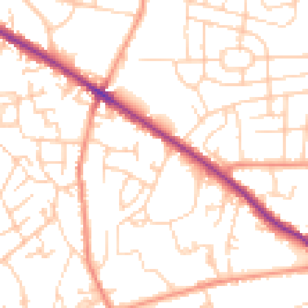 Daytime road noise heatmap for WF13 4AN