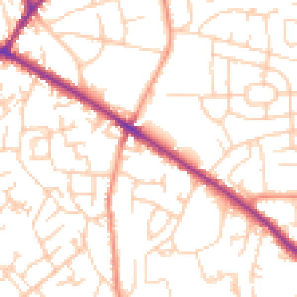 Daytime road noise heatmap for WF13 4AR