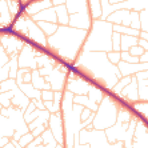 Daytime road noise heatmap for WF13 4AT